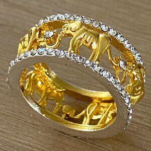Rhinestone Elephant Ring